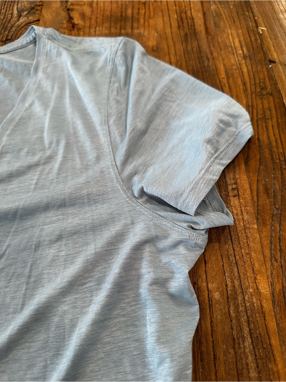 lululemon athletica Light Blue V-Neck Short Sleeve Tee - Picture 5 of 7